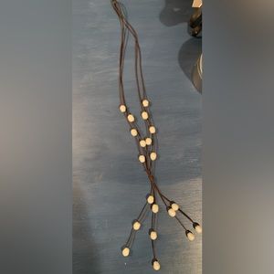 Leather and Pearl Necklace